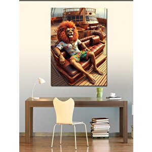 Kanvas Tablo Timsah Ve Aslan 70x100 cm