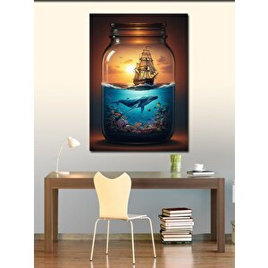 Kanvas Tablo Şişedeki Gemi 50x70 cm
