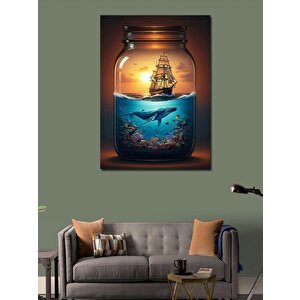 Kanvas Tablo Şişedeki Gemi 50x70 cm