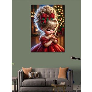 Kanvas Tablo Kırmızı Elbiseli Küçük Kız 50x70 cm
