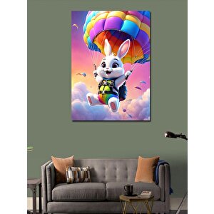 Kanvas Tablo Balonla Uçan Tavşan 70x100 cm