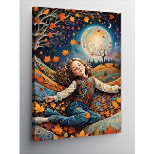 Kanvas Tablo Sonbaharda Oturan Kız 50x70 cm