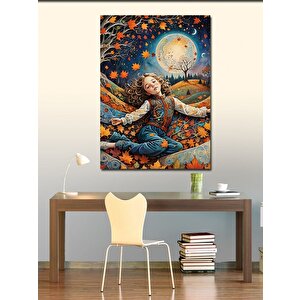 Kanvas Tablo Sonbaharda Oturan Kız 50x70 cm