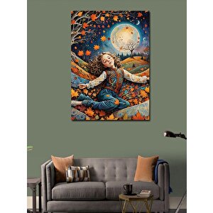 Kanvas Tablo Sonbaharda Oturan Kız 50x70 cm