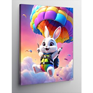 Kanvas Tablo Balonla Uçan Tavşan 50x70 cm