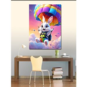 Kanvas Tablo Balonla Uçan Tavşan 50x70 cm