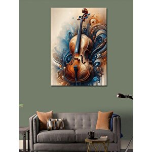 Kanvas Tablo Keman Ve Soyut Desenler 70x100 cm