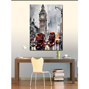 Kanvas Tablo Big Ben Ve Kırmızı Otobüsler 100x140 cm