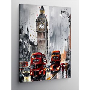 Kanvas Tablo Big Ben Ve Kırmızı Otobüsler 70x100 cm