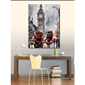 Kanvas Tablo Big Ben Ve Kırmızı Otobüsler 70x100 cm