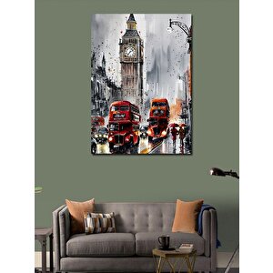 Kanvas Tablo Big Ben Ve Kırmızı Otobüsler 70x100 cm