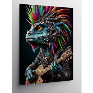 Kanvas Tablo Gitar Çalan Kertenkele 50x70 cm