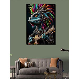 Kanvas Tablo Gitar Çalan Kertenkele 50x70 cm