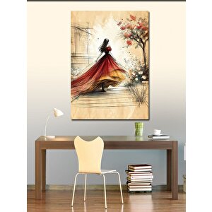 Kanvas Tablo Kırmızı Elbisli Kadın 50x70 cm