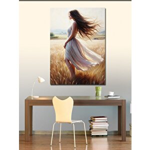 Kanvas Tablo Beyaz Elbiseli Kadın 50x70 cm
