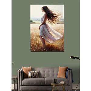 Kanvas Tablo Beyaz Elbiseli Kadın 50x70 cm