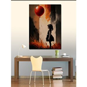 Kanvas Tablo Kırmızı Balon Ve Çocuk 70x100 cm