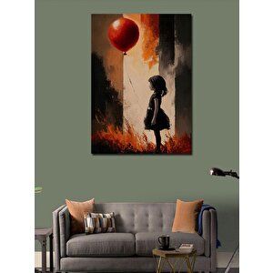 Kanvas Tablo Kırmızı Balon Ve Çocuk 70x100 cm