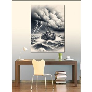 Kanvas Tablo Fırtınada Gemi 100x140 cm