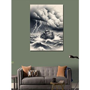 Kanvas Tablo Fırtınada Gemi 100x140 cm