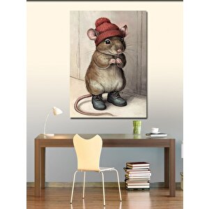 Kanvas Tablo Kırmızı Şapkalı Fare 50x70 cm