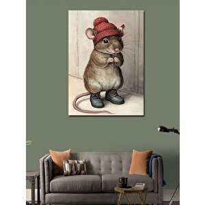 Kanvas Tablo Kırmızı Şapkalı Fare 50x70 cm