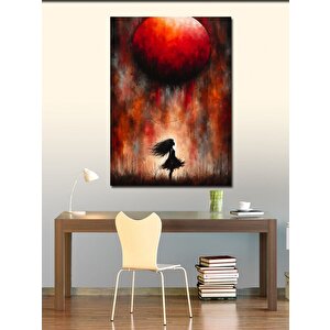 Kanvas Tablo Kırmızı Balonlu Kız 100x140 cm