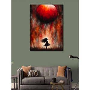 Kanvas Tablo Kırmızı Balonlu Kız 100x140 cm