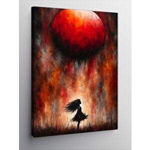 Kanvas Tablo Kırmızı Balonlu Kız 70x100 cm