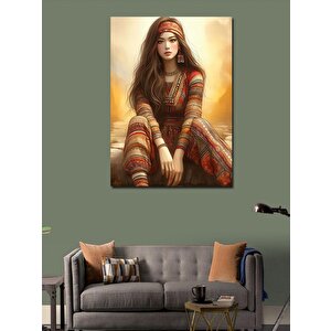 Kanvas Tablo Kırmızı Elbise Giyen Kadın 70x100 cm