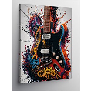 Kanvas Tablo Grafiti Desenli Gitar 70x100 cm