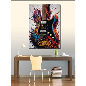 Kanvas Tablo Grafiti Desenli Gitar 70x100 cm