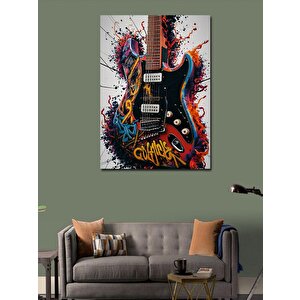 Kanvas Tablo Grafiti Desenli Gitar 70x100 cm