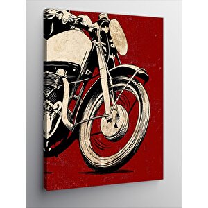 Kanvas Tablo Kırmızı Fon Ve Motosiklet 100x140 cm