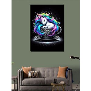 Kanvas Tablo Fincandaki Tek Boynuzlu At 100x140 cm