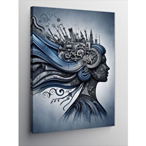 Kanvas Tablo Mekanik Kadın Yüzü 100x140 cm