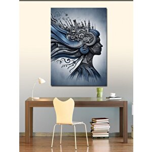Kanvas Tablo Mekanik Kadın Yüzü 100x140 cm