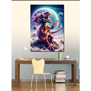 Kanvas Tablo Gitar Çalan Dinazor 50x70 cm