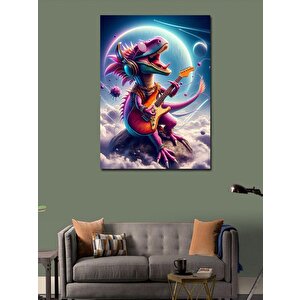 Kanvas Tablo Gitar Çalan Dinazor 50x70 cm