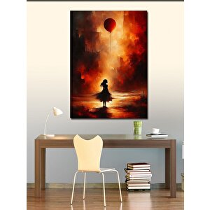 Kanvas Tablo Kırmızı Balon Ve Kız 50x70 cm