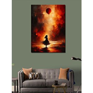 Kanvas Tablo Kırmızı Balon Ve Kız 50x70 cm