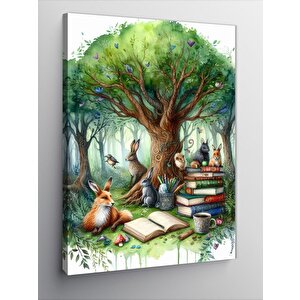Kanvas Tablo Orman Kitaplığı 70x100 cm
