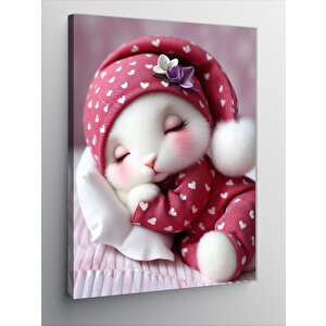 Kanvas Tablo Kırmızı Gecelikli Tavşan 50x70 cm
