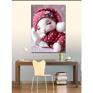 Kanvas Tablo Kırmızı Gecelikli Tavşan 50x70 cm