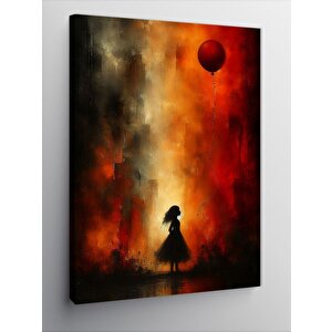 Kanvas Tablo Kırmızı Uçan Balon Ve Çocuk 70x100 cm