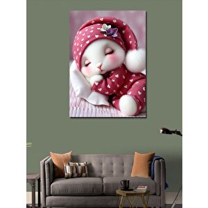 Kanvas Tablo Kırmızı Gecelikli Tavşan 70x100 cm
