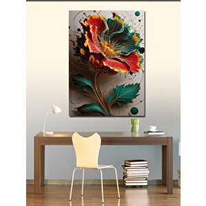 Kanvas Tablo Kırmızıçiçek Ve Yeşil Yapraklar 70x100 cm
