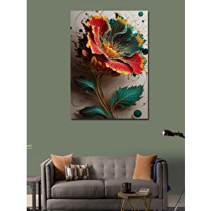 Kanvas Tablo Kırmızıçiçek Ve Yeşil Yapraklar 70x100 cm