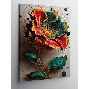 Kanvas Tablo Kırmızıçiçek Ve Yeşil Yapraklar 50x70 cm