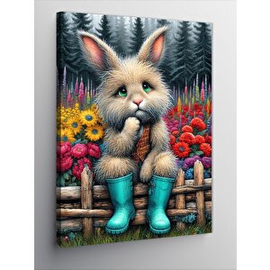 Kanvas Tablo Çizmeli Tavşan 70x100 cm